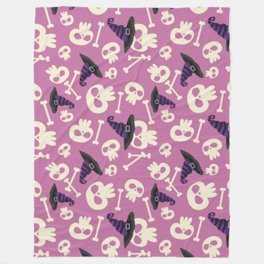 Halloween Witches Petten, Skulls en Botten Fleece Deken (Voorkant)