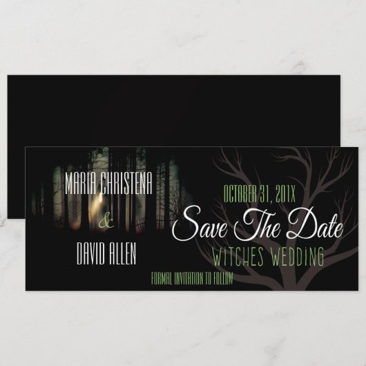 Halloween Witches Wedding Save the Date Card (2) (Voorkant / Achterkant)