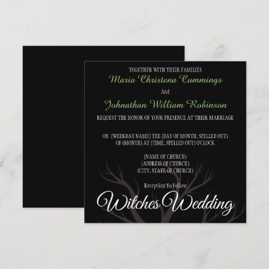 Halloween Witches Wedding Uitnodiging (Voorkant / Achterkant)