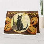  Halloween Witch's Black Cat & Pumpkins Kaart (Voorkant)