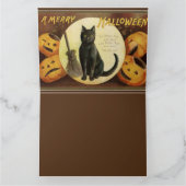 Halloween Witch's Black Cat & Pumpkins Kaart (Binnen)