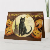 Halloween Witch's Black Cat & Pumpkins Kaart (Voorkant)