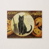  Halloween Witch's Black Cat & Pumpkins Legpuzzel (Horizontaal)