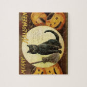  Halloween Witch's Black Cat & Pumpkins Legpuzzel (Verticaal)