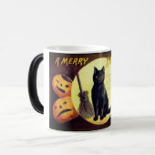  Halloween Witch's Black Cat & Pumpkins Magische Mok (Voorkant links)
