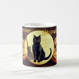 Halloween Witch's Black Cat & Pumpkins Magische Mok