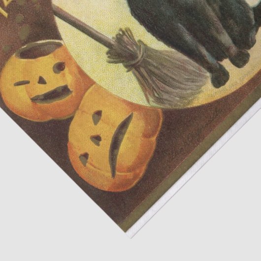  Halloween Witch's Black Cat & Pumpkins Tissuepapier (Detail)
