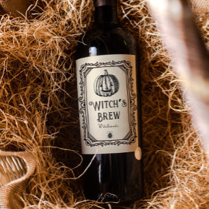 Halloween Witch's Brew Drink Funny Spooky Wine Wijn Etiket