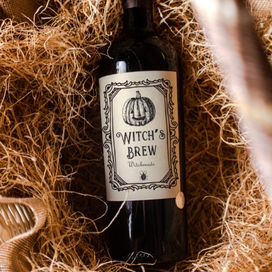 Halloween Witch's Brew Drink Funny Spooky Wine Wijn Etiket