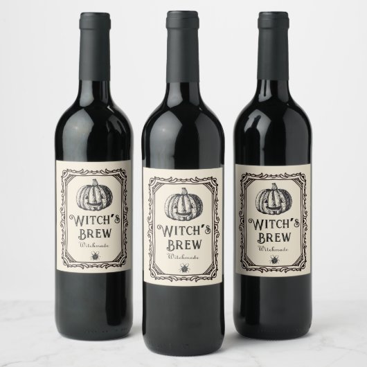 Halloween Witch's Brew Drink Funny Spooky Wine Wijn Etiket (Flessen)