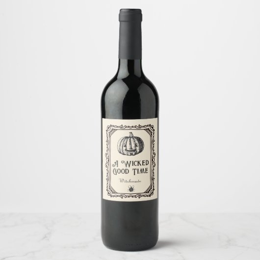 Halloween Witch's Brew Drink Funny Spooky Wine Wijn Etiket (Voorkant)