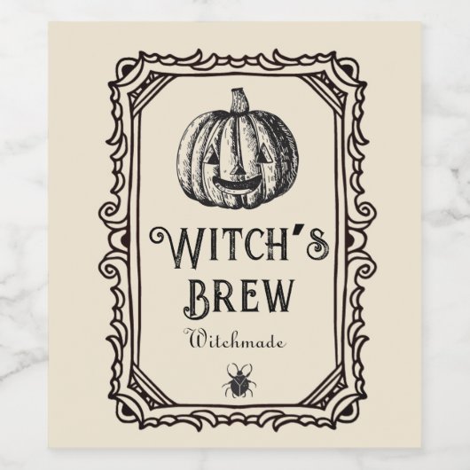 Halloween Witch's Brew Drink Funny Spooky Wine Wijn Etiket (Enkel label)