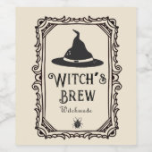 Halloween Witch's Brew Drinken Funny Spooky Wijn Etiket (Enkel label)