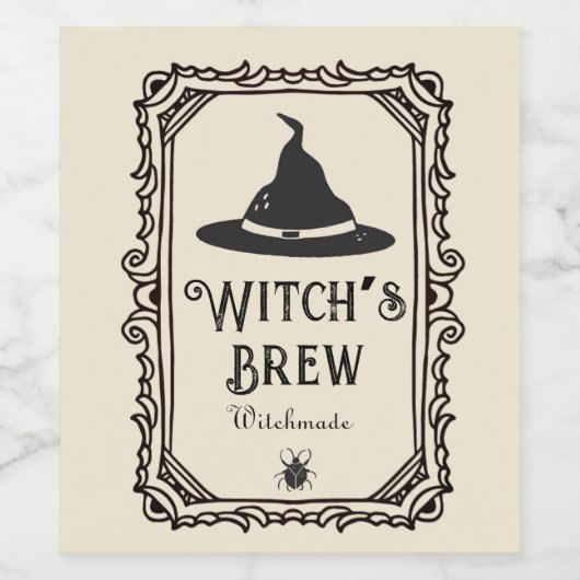 Halloween Witch's Brew Drinken Funny Spooky Wijn Etiket (Enkel label)