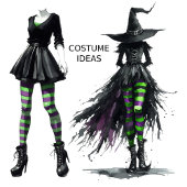 Halloween Witch's Paarse Groene Gestreepte Kousen Leggings