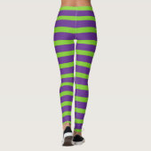 Halloween Witch's Paarse Groene Gestreepte Kousen Leggings (Achterkant)