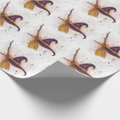 Halloween Witch's Pet en Bezem Cadeaupapier (Hoek)