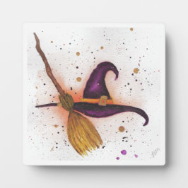 Halloween Witch's Pet en Bezem Fotoplaat