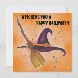 Halloween Witch's Pet en Bezem Kaart