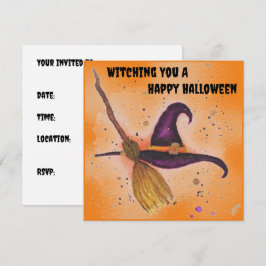 Halloween Witch's Pet en Bezem Kaart