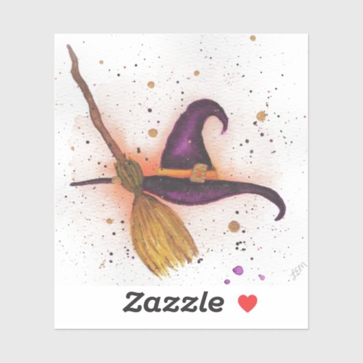 Halloween Witch's Pet en Bezem Sticker (Vel)