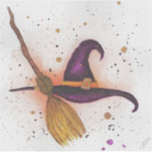 Halloween Witch's Pet en Bezem Sticker (Voorkant)