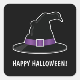 Halloween Witch's Pet met Paarse en aangepaste tek Vierkante Sticker