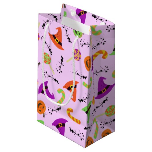 Halloween Witch's Pet Snoep & pompoenen Klein Cadeauzakje (Voorkant Gekanteld)