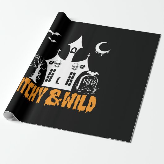 Halloween Witchy And Wild Birthday Cadeaupapier (Uitgerold)