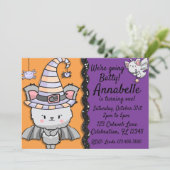 Halloween Witchy Bat met Spinnen Verjaardag Kaart (Staand voorkant)