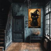 Halloween Witchy Black Cat Art - Downloadbaar Poster