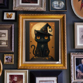 Halloween Witchy Black Cat Art - Downloadbaar Poster