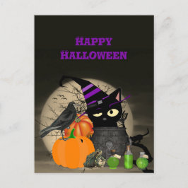 Halloween Witchy Black Cat voor kinderen Briefkaar Briefkaart