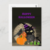 Halloween Witchy Black Cat voor kinderen Briefkaar Briefkaart (Voorkant / Achterkant)