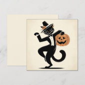 Halloween Witchy Black en Pumpkin Cat Flat Kaart (Voorkant / Achterkant)