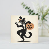 Halloween Witchy Black en Pumpkin Cat Flat Kaart (Staand voorkant)