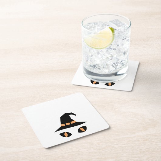 Halloween witchy cat kartonnen onderzetters (Insitu)