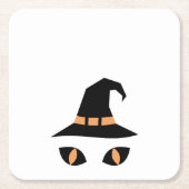 Halloween witchy cat kartonnen onderzetters (Voorkant)