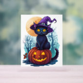 Halloween Witchy Cat op een pompoen Acryl Bord (Neutraal)