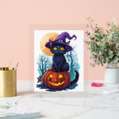 Halloween Witchy Cat op een pompoen Acryl Bord (Huwelijk)