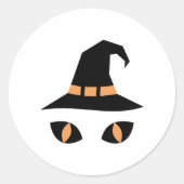 Halloween witchy cat ronde sticker (Voorkant)