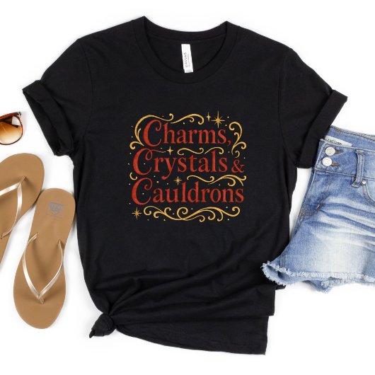 Halloween Witchy Charms Crystals Cauldrons Gothic T-shirt