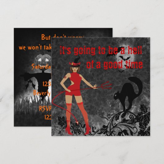 Halloween Witchy Devil Girl Kaart (Voorkant / Achterkant)