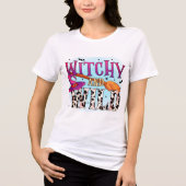 Halloween Witchy en Wild Witch Broom Typografie Tri-Blend Shirt (Voorkant)