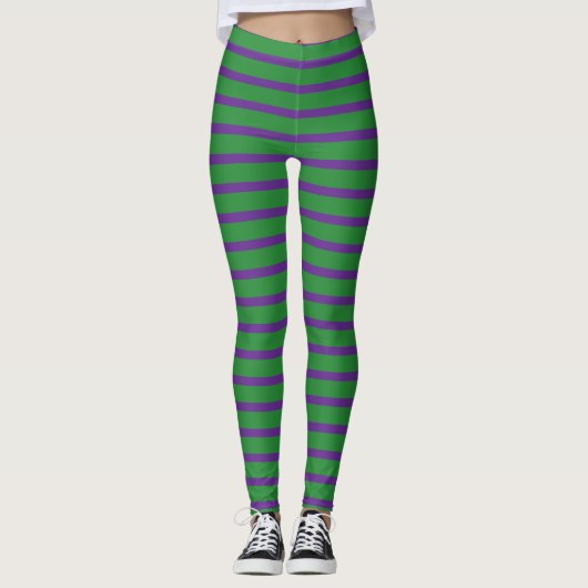 Halloween witchy gestreepte leggings (Voorkant)