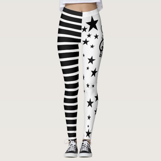 Halloween witchy gestreepte leggings (Voorkant)