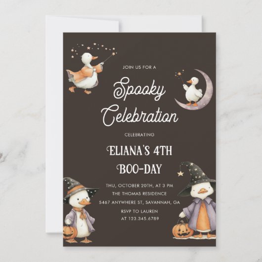 Halloween Witchy Goose Spooky Kids Verjaardag Kaart (Voorkant)