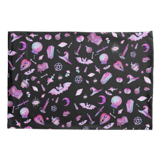 Halloween: Witchy Gothic Pattern Pillowcase Kussensloop (Achterkant)