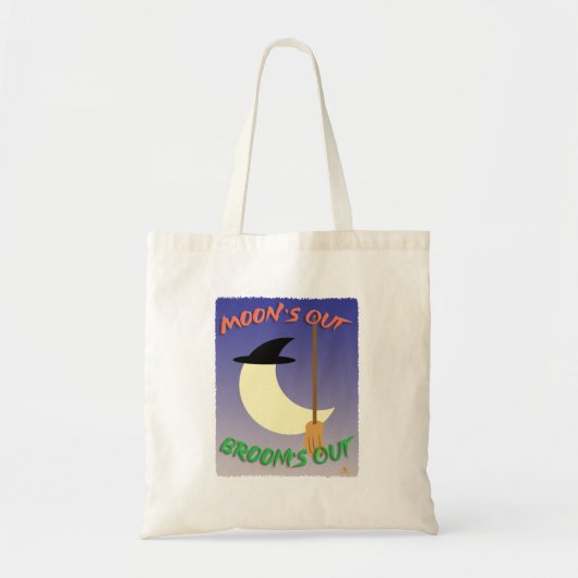 Halloween Witchy Moons Out Brooms Motto Tote Bag (Voorkant)