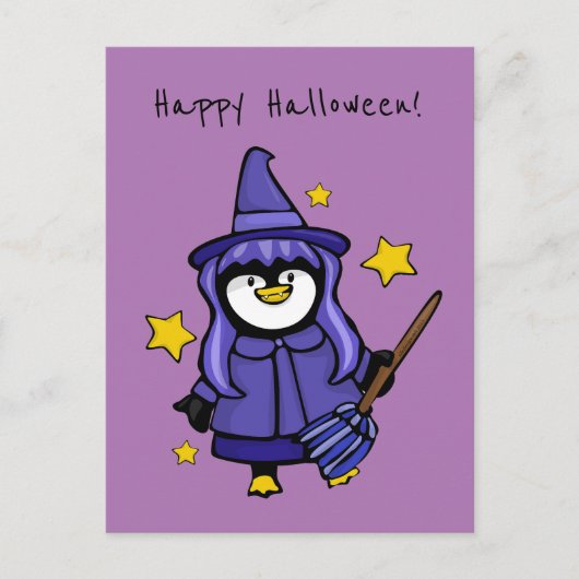 Halloween Witchy Penguin Feestdagenkaart (Voorkant)